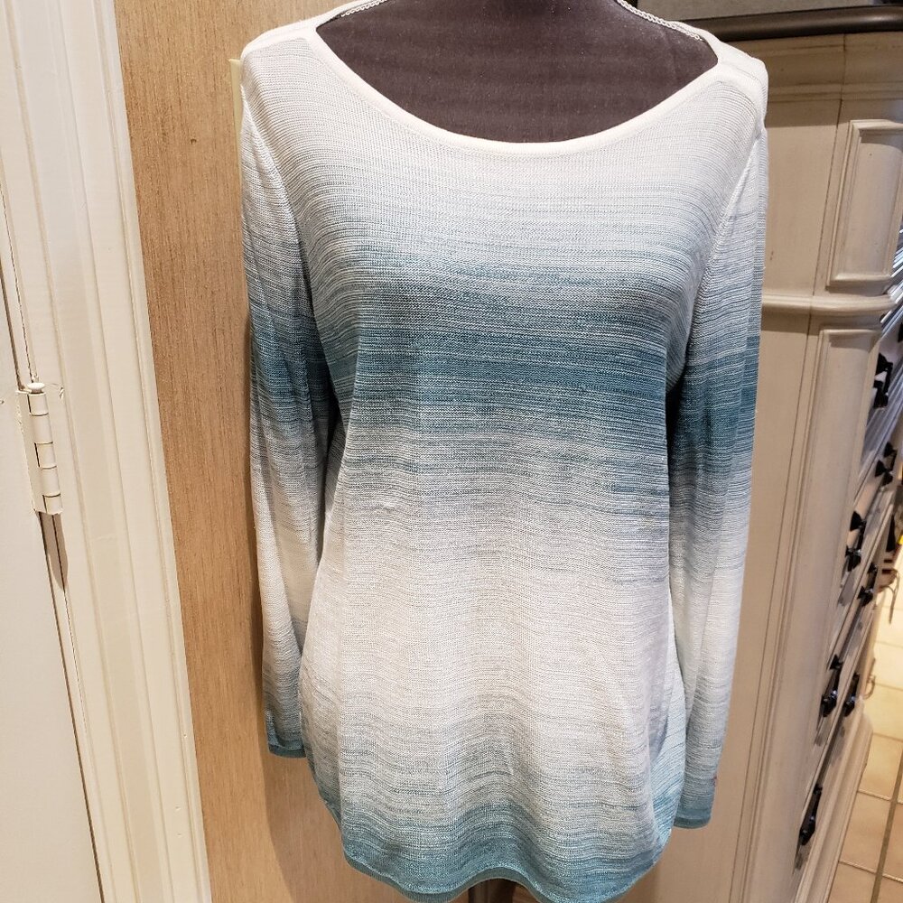 Chico's Blue Striped Sweater Top  - Sz 2 - NWOT